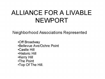ALLIANCE FOR A LIVABLE NEWPORT