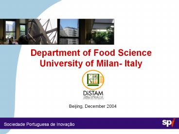 Department of Food Science University of Milan- Italy
