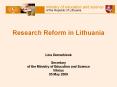 Research Reform in Lithuania PowerPoint PPT Presentation