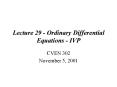 Lecture 29 Ordinary Differential Equations IVP PowerPoint PPT Presentation