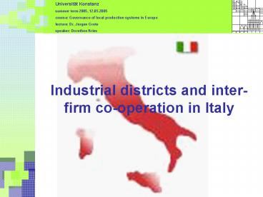 Industrial districts and interfirm cooperation in Italy