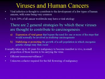 Viruses and Human Cancers