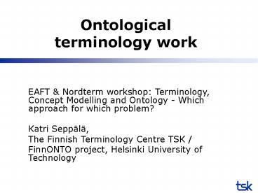 Ontological terminology work