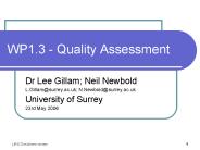 WP1.3 Quality Assessment