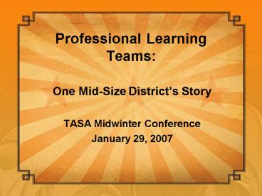 Professional Learning Teams: