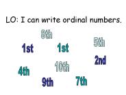 LO: I can write ordinal numbers.