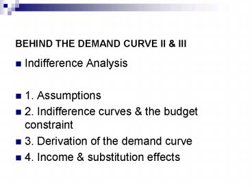 BEHIND THE DEMAND CURVE II