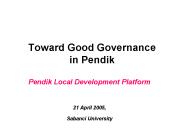 Toward Good Governance in Pendik