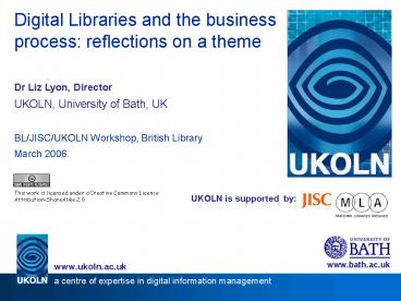 BL JISC UKOLN Workshop