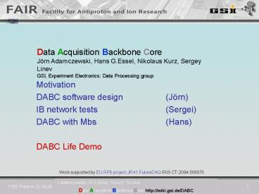 Data Acquisition Backbone Core DABC presentation | free to download