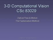 3D Computational Vision CSc 83029