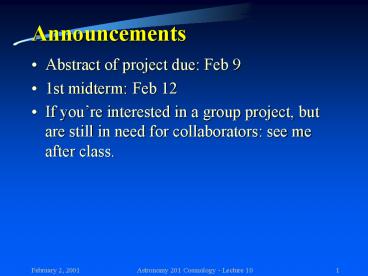 Announcements