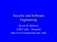 Security and Software Engineering