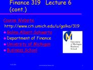 Finance 319 Lecture 6 cont.