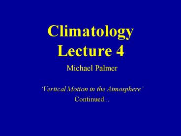 Climatology Lecture 4