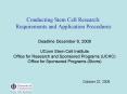 Conducting Stem Cell Research: Requirements and Application Procedures PowerPoint PPT Presentation