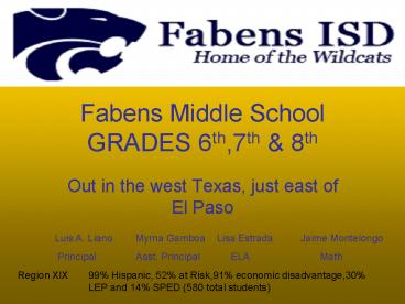 Fabens Middle School GRADES 6th,7th