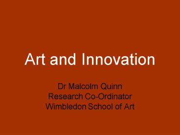 Art and Innovation