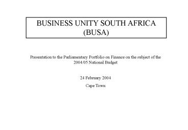 BUSINESS UNITY SOUTH AFRICA