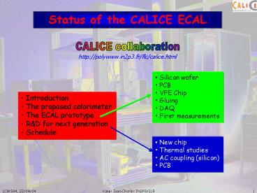 Status of the CALICE ECAL