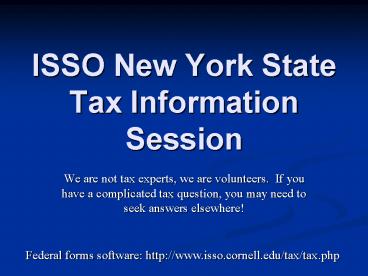 ISSO New York State Tax Information Session