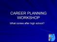 CAREER PLANNING WORKSHOP PowerPoint PPT Presentation