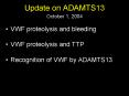 Update on ADAMTS13 October 1, 2004 PowerPoint PPT Presentation