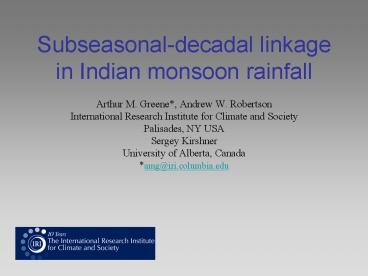 Subseasonaldecadal linkage in Indian monsoon rainfall