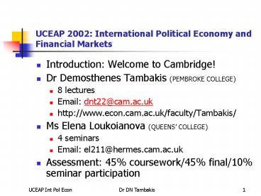 UCEAP 2002: International Political Economy and Financial Markets