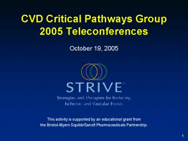 CVD Critical Pathways Group 2005 Teleconferences