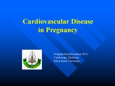 Cardiovascular Disease in Pregnancy
