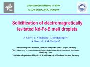 Solidification of electromagnetically levitated Nd-Fe-B melt droplets