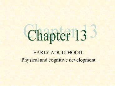 EARLY ADULTHOOD: presentation | free to download