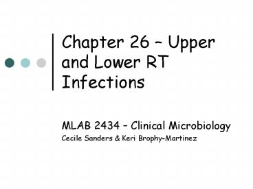 Chapter 26 Upper and Lower RT Infections