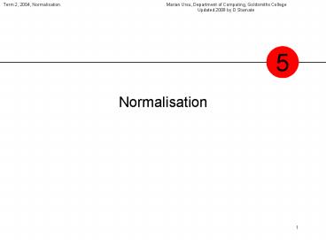 Normalisation