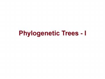 Phylogenetic Trees I