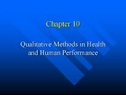 Qualitative Methods in Health and Human Performance