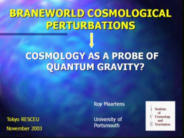 BRANEWORLD COSMOLOGICAL PERTURBATIONS