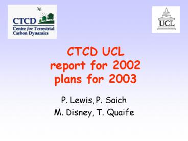 CTCD UCL report for 2002 plans for 2003