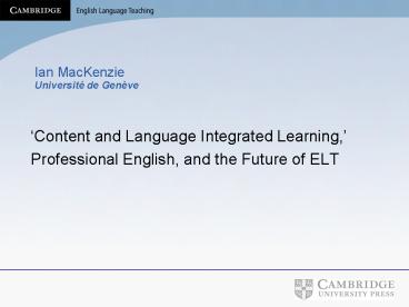 Ian MacKenzie Universit de Genve