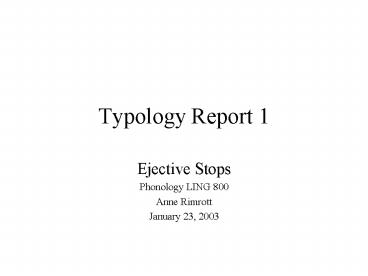 Typology Report 1