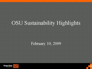 OSU Sustainability Highlights