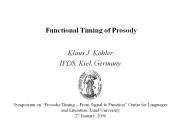 Functional Timing of Prosody