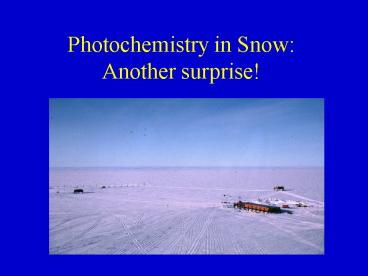 Photochemistry in Snow: Another surprise