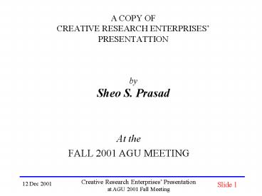 Creative Research Enterprises Presentation