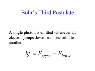 Bohrs Third Postulate