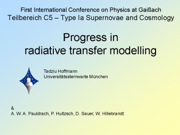 Progress in radiative transfer modelling