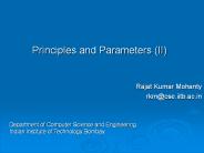 Principles and Parameters (II)
