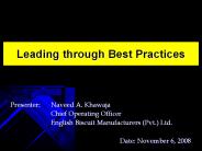 Presenter: Naveed A. Khawaja