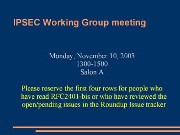 IPSEC Working Group meeting